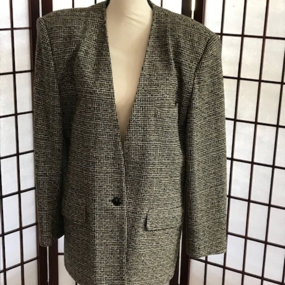 Anne Klein II, Black and Tan Jacket, Size 14